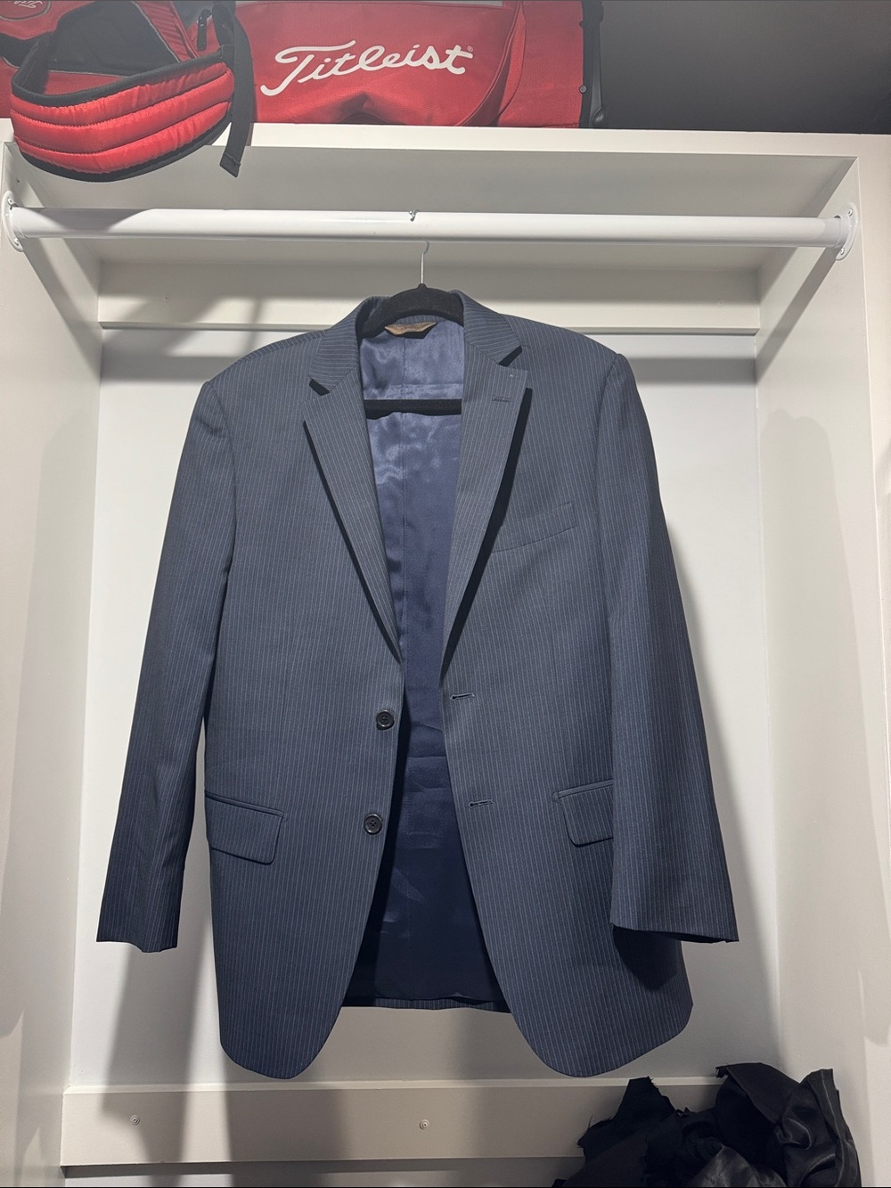 Men's Navy Pinstripe Two-Button Suit Blazer